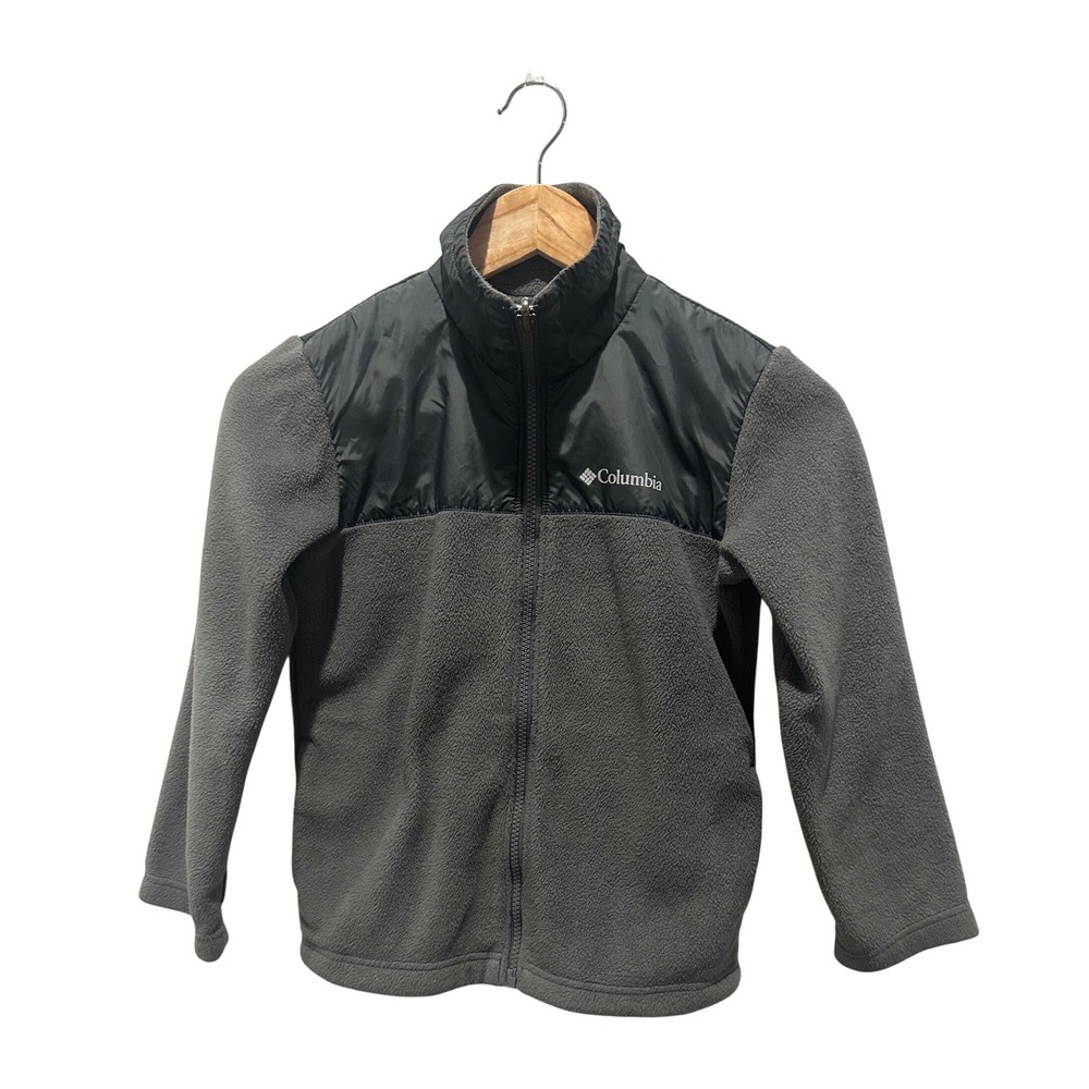 Columbia Fleece Jacket Gray Black Kids Size S 8